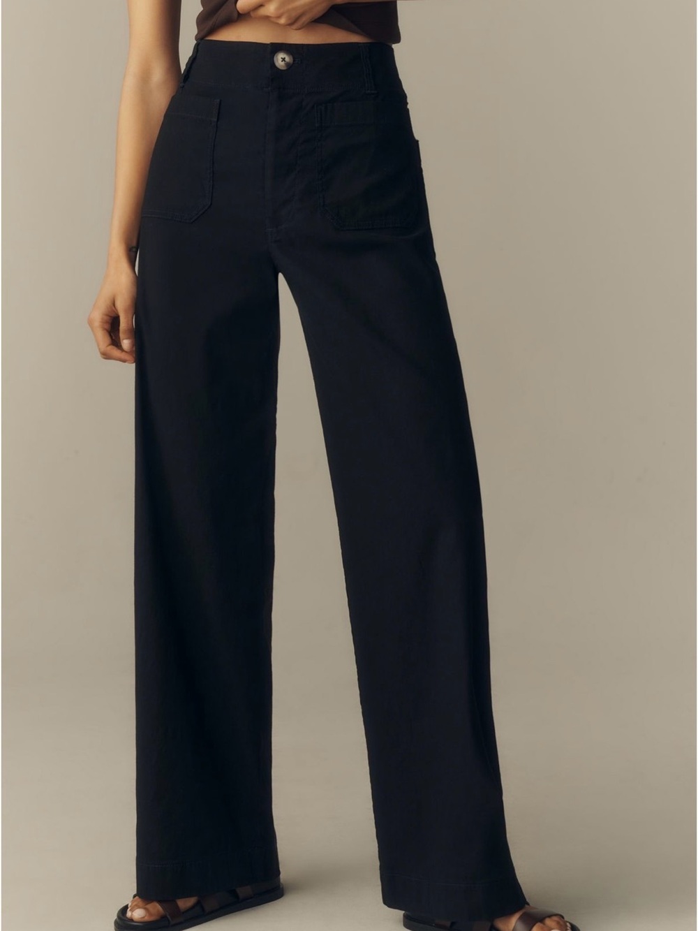 Maeve Black High-Rise Wide Leg Collette Full Length Pants
